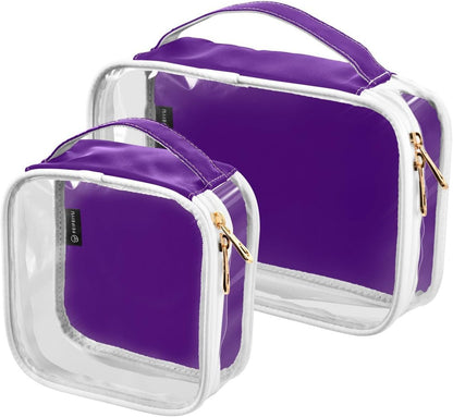 Yellow Clear Makeup Bags TSA Approved Toiletry Bag for Women Men Cosmetic Bags with Handle Carry On Airport Airline Compliant Bag Quart Size PVC Travel Bags for Toiletries Bathroom, 2 Pack