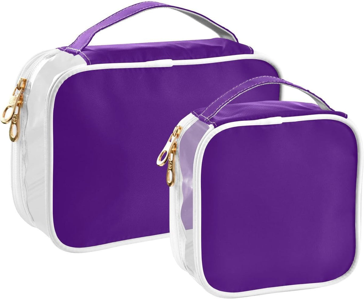 Yellow Clear Makeup Bags TSA Approved Toiletry Bag for Women Men Cosmetic Bags with Handle Carry On Airport Airline Compliant Bag Quart Size PVC Travel Bags for Toiletries Bathroom, 2 Pack