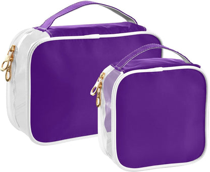 Yellow Clear Makeup Bags TSA Approved Toiletry Bag for Women Men Cosmetic Bags with Handle Carry On Airport Airline Compliant Bag Quart Size PVC Travel Bags for Toiletries Bathroom, 2 Pack