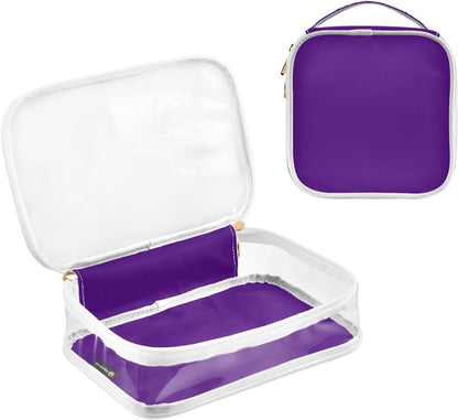 Yellow Clear Makeup Bags TSA Approved Toiletry Bag for Women Men Cosmetic Bags with Handle Carry On Airport Airline Compliant Bag Quart Size PVC Travel Bags for Toiletries Bathroom, 2 Pack