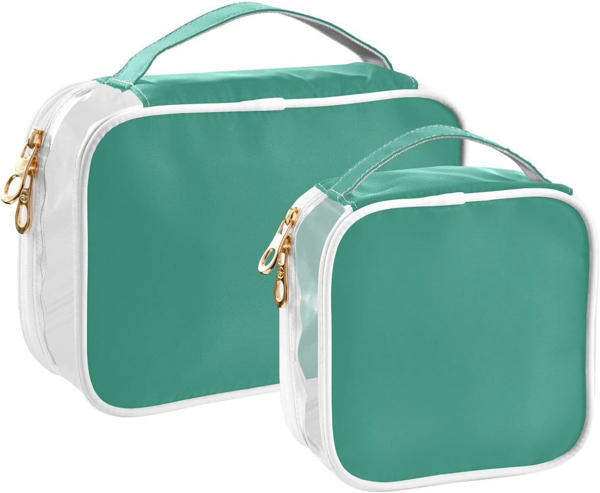 Yellow Clear Makeup Bags TSA Approved Toiletry Bag for Women Men Cosmetic Bags with Handle Carry On Airport Airline Compliant Bag Quart Size PVC Travel Bags for Toiletries Bathroom, 2 Pack