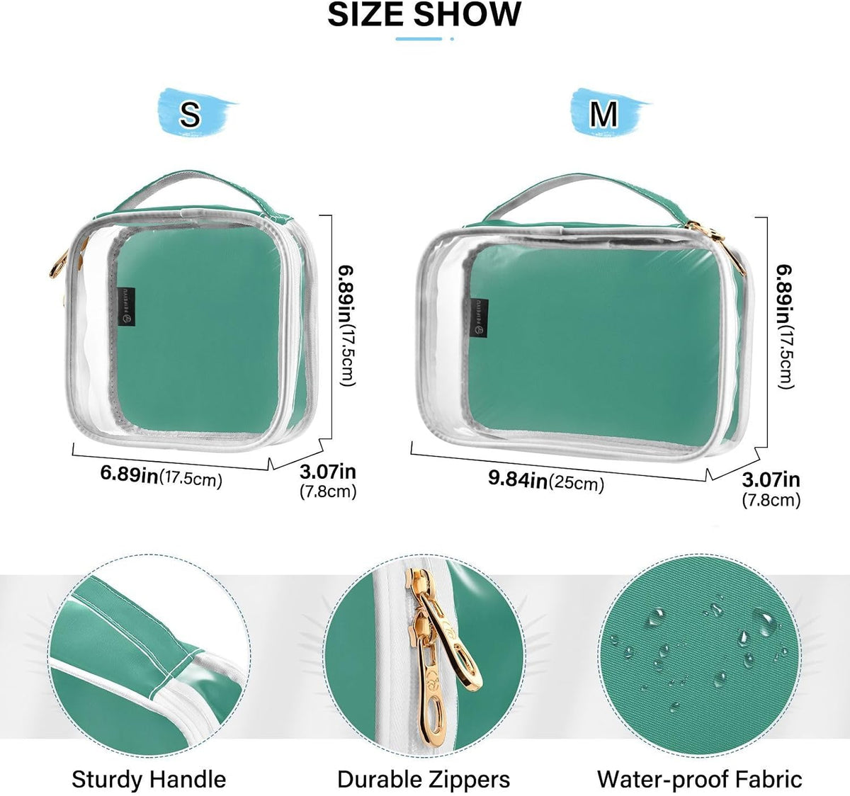 Yellow Clear Makeup Bags TSA Approved Toiletry Bag for Women Men Cosmetic Bags with Handle Carry On Airport Airline Compliant Bag Quart Size PVC Travel Bags for Toiletries Bathroom, 2 Pack