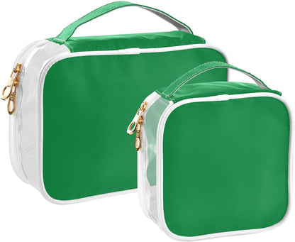Yellow Clear Makeup Bags TSA Approved Toiletry Bag for Women Men Cosmetic Bags with Handle Carry On Airport Airline Compliant Bag Quart Size PVC Travel Bags for Toiletries Bathroom, 2 Pack