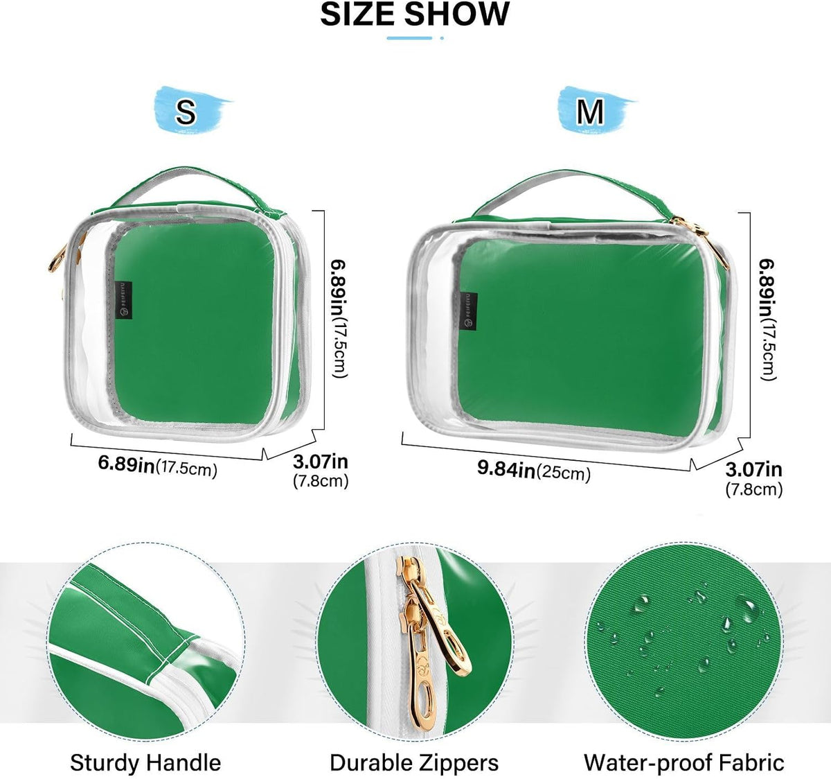 Yellow Clear Makeup Bags TSA Approved Toiletry Bag for Women Men Cosmetic Bags with Handle Carry On Airport Airline Compliant Bag Quart Size PVC Travel Bags for Toiletries Bathroom, 2 Pack
