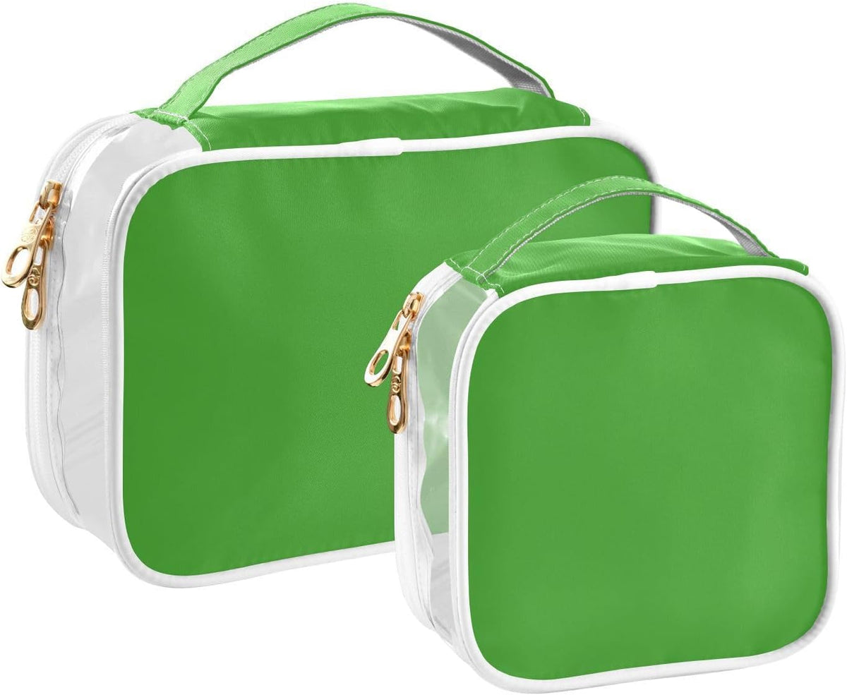 Yellow Clear Makeup Bags TSA Approved Toiletry Bag for Women Men Cosmetic Bags with Handle Carry On Airport Airline Compliant Bag Quart Size PVC Travel Bags for Toiletries Bathroom, 2 Pack