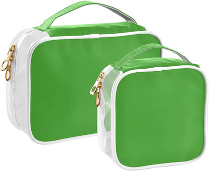 Yellow Clear Makeup Bags TSA Approved Toiletry Bag for Women Men Cosmetic Bags with Handle Carry On Airport Airline Compliant Bag Quart Size PVC Travel Bags for Toiletries Bathroom, 2 Pack