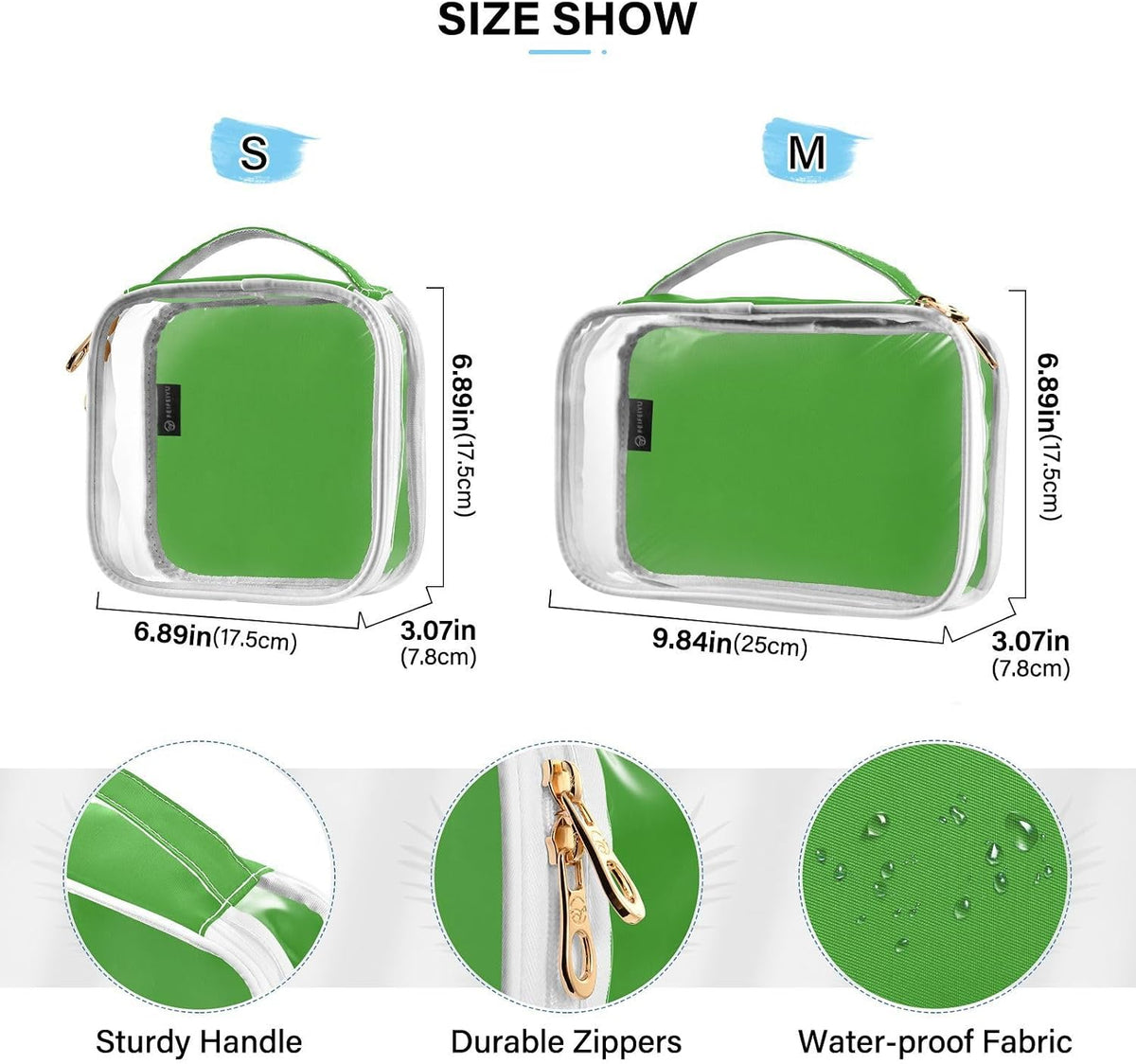 Yellow Clear Makeup Bags TSA Approved Toiletry Bag for Women Men Cosmetic Bags with Handle Carry On Airport Airline Compliant Bag Quart Size PVC Travel Bags for Toiletries Bathroom, 2 Pack