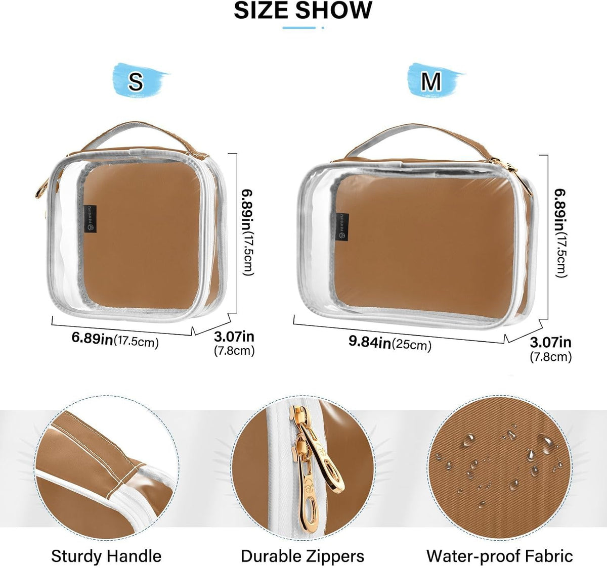Yellow Clear Makeup Bags TSA Approved Toiletry Bag for Women Men Cosmetic Bags with Handle Carry On Airport Airline Compliant Bag Quart Size PVC Travel Bags for Toiletries Bathroom, 2 Pack