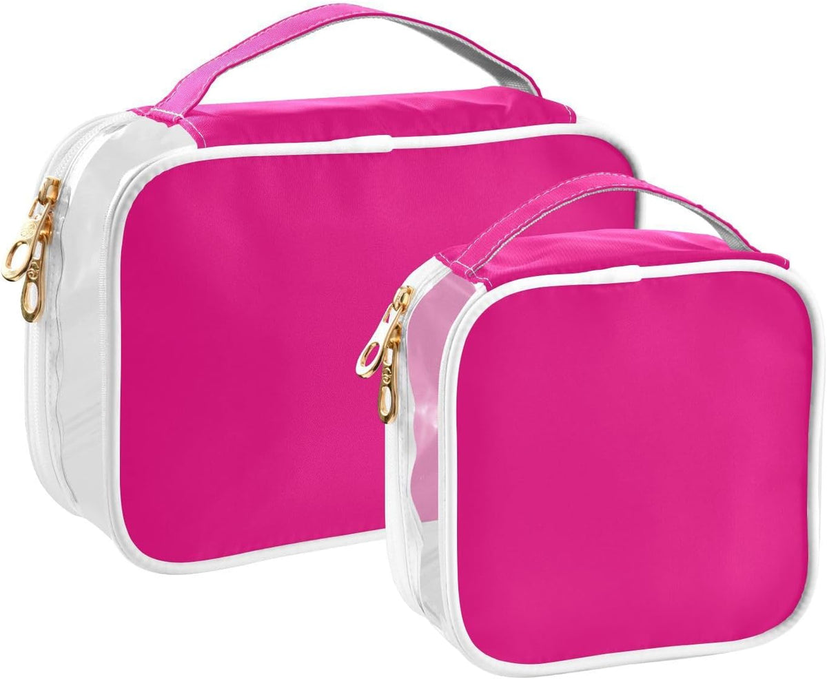 Yellow Clear Makeup Bags TSA Approved Toiletry Bag for Women Men Cosmetic Bags with Handle Carry On Airport Airline Compliant Bag Quart Size PVC Travel Bags for Toiletries Bathroom, 2 Pack