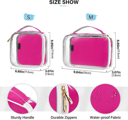 Yellow Clear Makeup Bags TSA Approved Toiletry Bag for Women Men Cosmetic Bags with Handle Carry On Airport Airline Compliant Bag Quart Size PVC Travel Bags for Toiletries Bathroom, 2 Pack