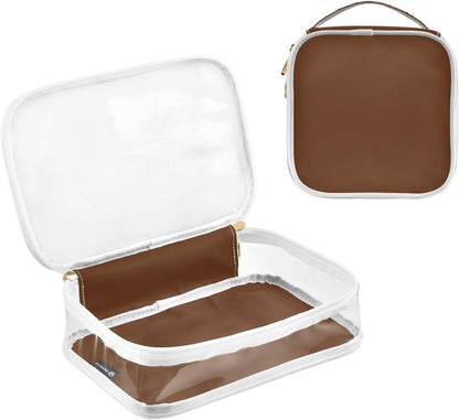 Yellow Clear Makeup Bags TSA Approved Toiletry Bag for Women Men Cosmetic Bags with Handle Carry On Airport Airline Compliant Bag Quart Size PVC Travel Bags for Toiletries Bathroom, 2 Pack