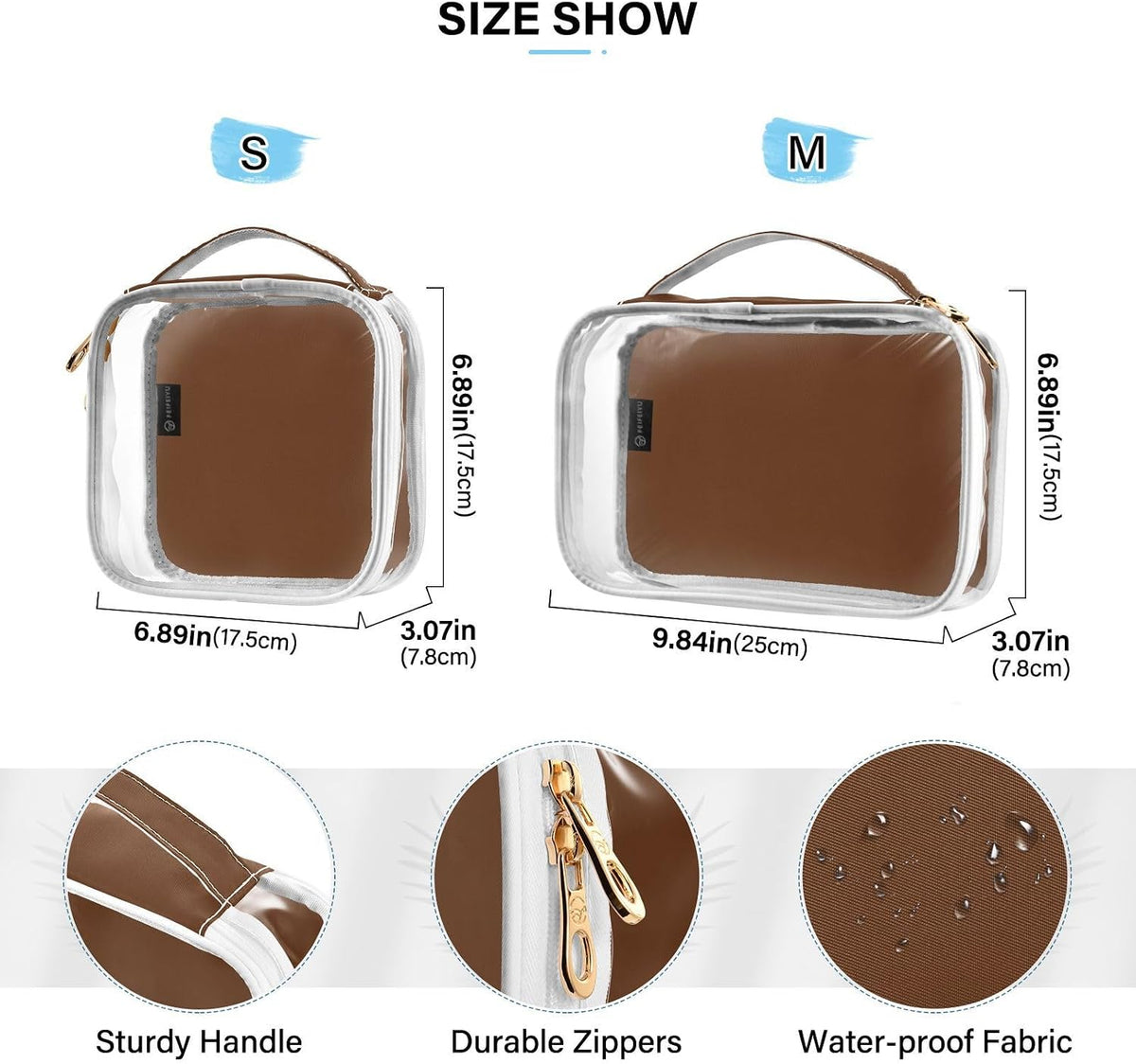 Yellow Clear Makeup Bags TSA Approved Toiletry Bag for Women Men Cosmetic Bags with Handle Carry On Airport Airline Compliant Bag Quart Size PVC Travel Bags for Toiletries Bathroom, 2 Pack