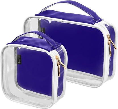 Yellow Clear Makeup Bags TSA Approved Toiletry Bag for Women Men Cosmetic Bags with Handle Carry On Airport Airline Compliant Bag Quart Size PVC Travel Bags for Toiletries Bathroom, 2 Pack