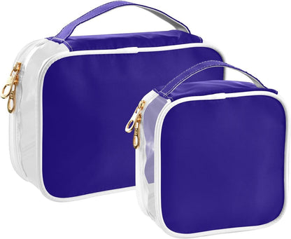 Yellow Clear Makeup Bags TSA Approved Toiletry Bag for Women Men Cosmetic Bags with Handle Carry On Airport Airline Compliant Bag Quart Size PVC Travel Bags for Toiletries Bathroom, 2 Pack