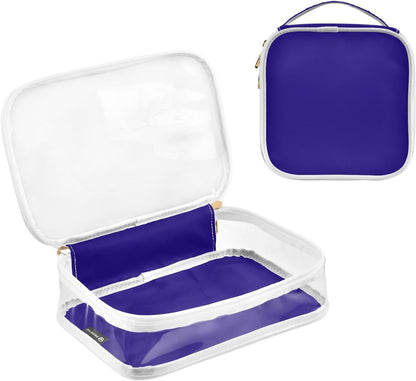 Yellow Clear Makeup Bags TSA Approved Toiletry Bag for Women Men Cosmetic Bags with Handle Carry On Airport Airline Compliant Bag Quart Size PVC Travel Bags for Toiletries Bathroom, 2 Pack
