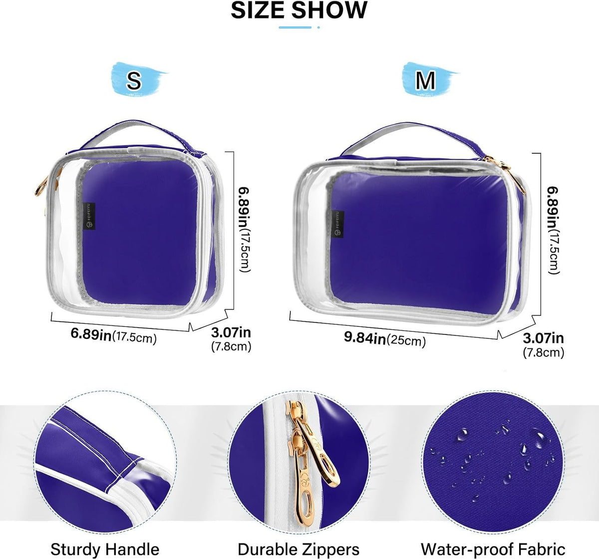 Yellow Clear Makeup Bags TSA Approved Toiletry Bag for Women Men Cosmetic Bags with Handle Carry On Airport Airline Compliant Bag Quart Size PVC Travel Bags for Toiletries Bathroom, 2 Pack