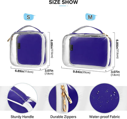 Yellow Clear Makeup Bags TSA Approved Toiletry Bag for Women Men Cosmetic Bags with Handle Carry On Airport Airline Compliant Bag Quart Size PVC Travel Bags for Toiletries Bathroom, 2 Pack