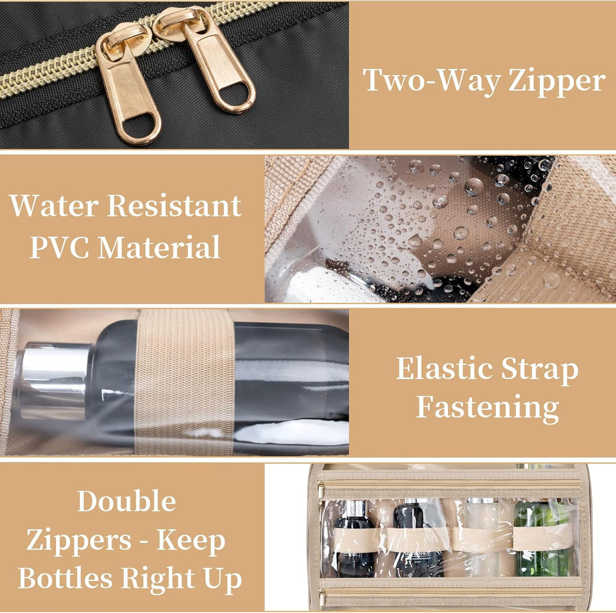 Travel Toiletry Bag for Women & Men Water Resistant Makeup Bag with Hanging Hook Portable Travel Organizer for Travel Accessories, Travel-Sized Shampoo, Toiletries (Medium-White)