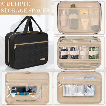 Travel Toiletry Bag for Women & Men Water Resistant Makeup Bag with Hanging Hook Portable Travel Organizer for Travel Accessories, Travel-Sized Shampoo, Toiletries (Medium-White)