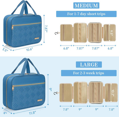 Travel Toiletry Bag for Women & Men Water Resistant Makeup Bag with Hanging Hook Portable Travel Organizer for Travel Accessories, Travel-Sized Shampoo, Toiletries (Medium-White)