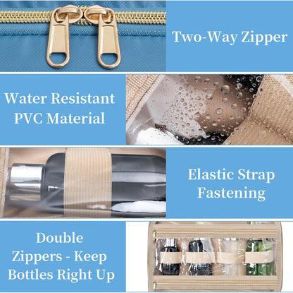 Travel Toiletry Bag for Women & Men Water Resistant Makeup Bag with Hanging Hook Portable Travel Organizer for Travel Accessories, Travel-Sized Shampoo, Toiletries (Medium-White)