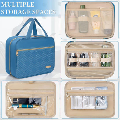 Travel Toiletry Bag for Women & Men Water Resistant Makeup Bag with Hanging Hook Portable Travel Organizer for Travel Accessories, Travel-Sized Shampoo, Toiletries (Medium-White)