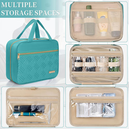 Travel Toiletry Bag for Women & Men Water Resistant Makeup Bag with Hanging Hook Portable Travel Organizer for Travel Accessories, Travel-Sized Shampoo, Toiletries (Medium-White)