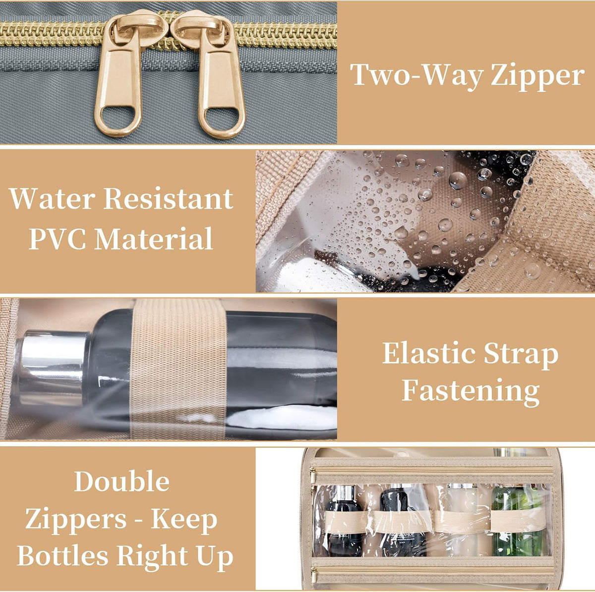 Travel Toiletry Bag for Women & Men Water Resistant Makeup Bag with Hanging Hook Portable Travel Organizer for Travel Accessories, Travel-Sized Shampoo, Toiletries (Medium-White)