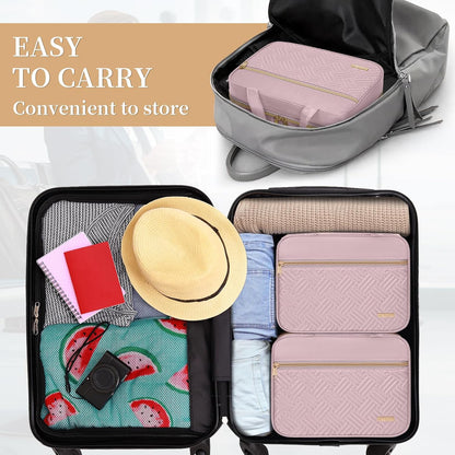 Travel Toiletry Bag for Women & Men Water Resistant Makeup Bag with Hanging Hook Portable Travel Organizer for Travel Accessories, Travel-Sized Shampoo, Toiletries (Medium-White)
