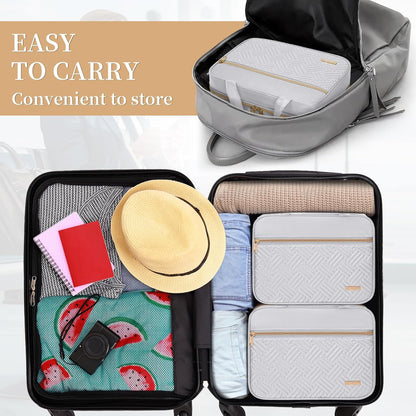 Travel Toiletry Bag for Women & Men Water Resistant Makeup Bag with Hanging Hook Portable Travel Organizer for Travel Accessories, Travel-Sized Shampoo, Toiletries (Medium-White)