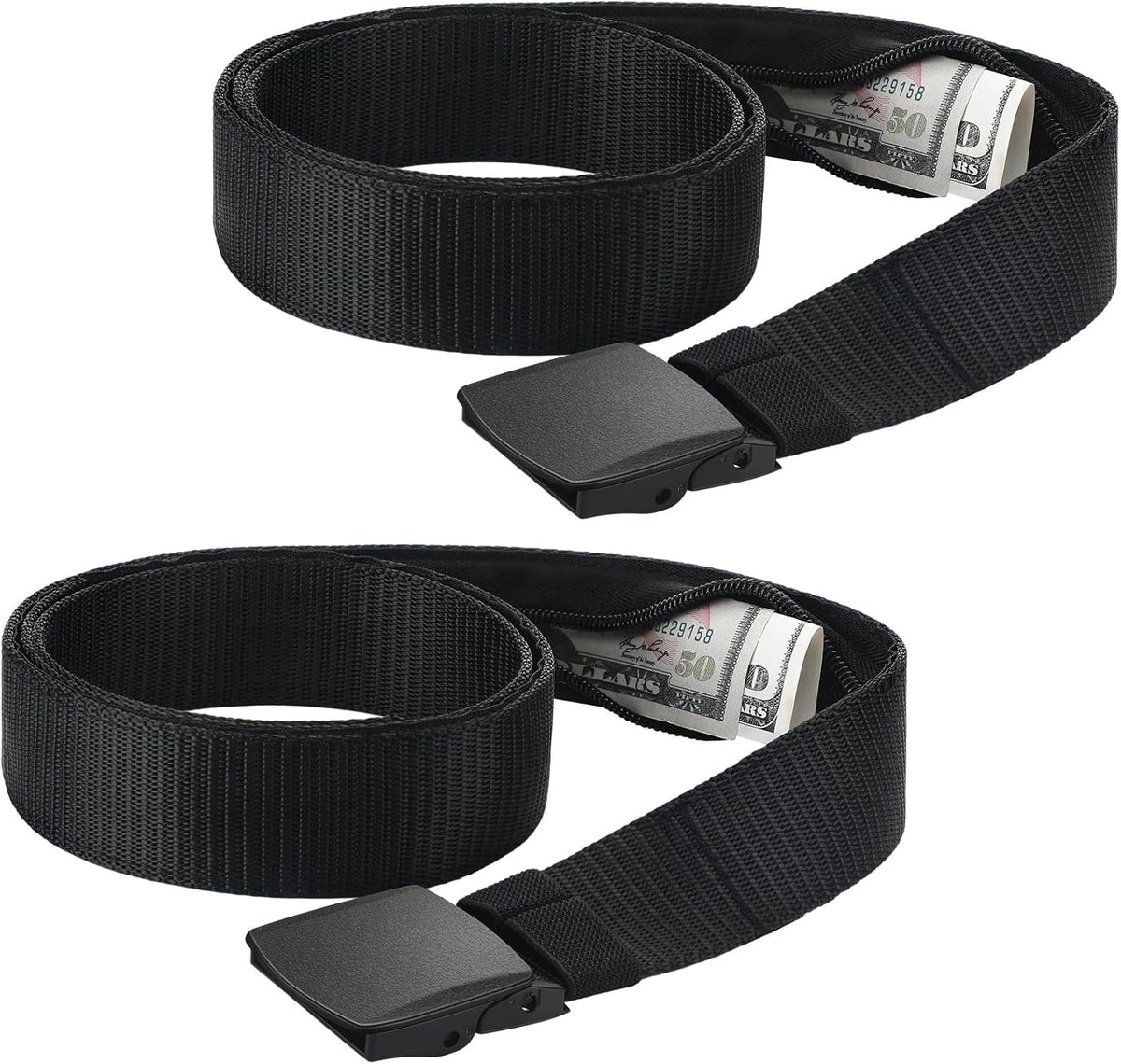 2 Pcs Hidden Money Belt for Travel Hidden Pockets Under Clothes Security Money Wallet Nylon Security Cash Safe Anti Theft Tactical Belt with Pouch
