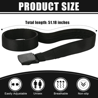 2 Pcs Hidden Money Belt for Travel Hidden Pockets Under Clothes Security Money Wallet Nylon Security Cash Safe Anti Theft Tactical Belt with Pouch