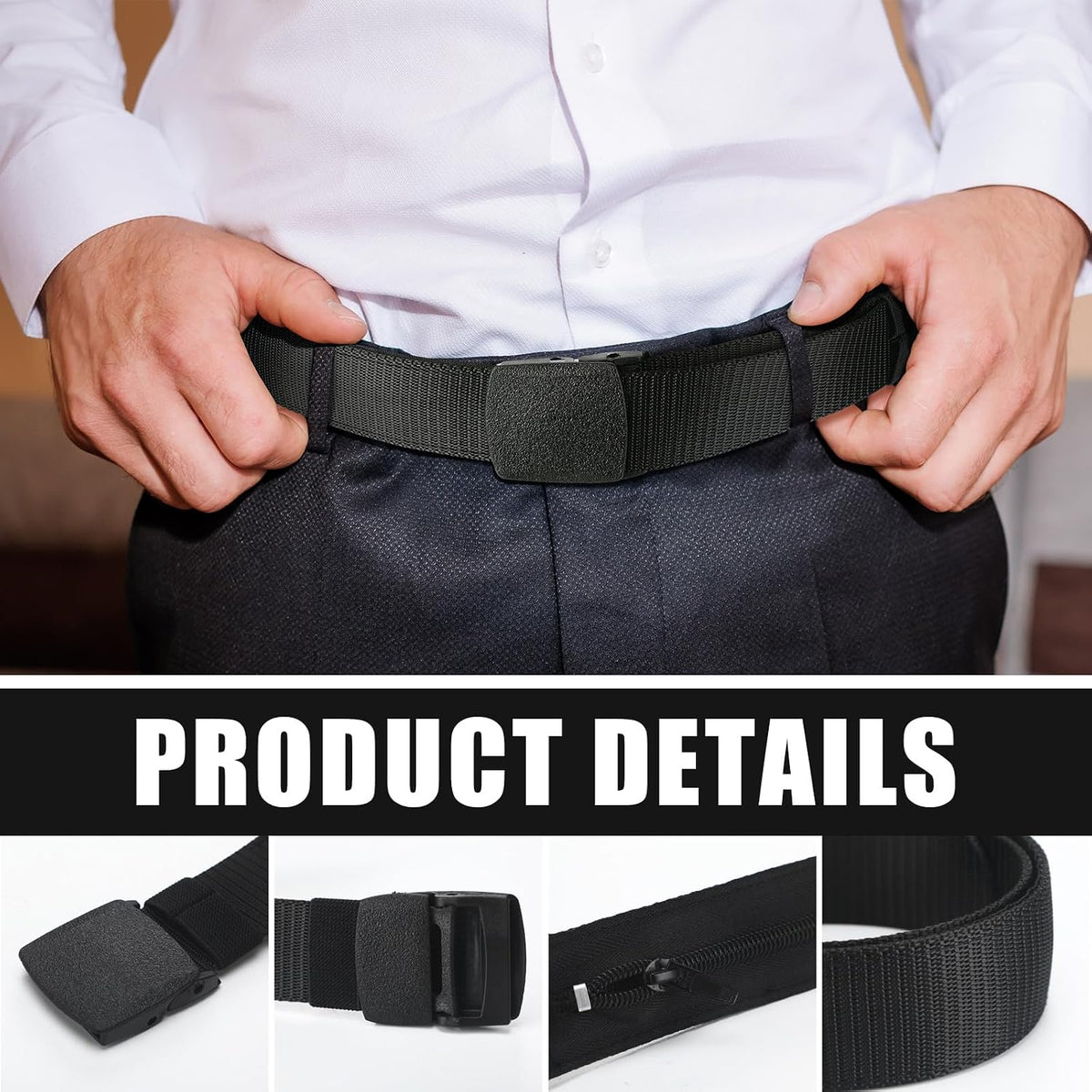 2 Pcs Hidden Money Belt for Travel Hidden Pockets Under Clothes Security Money Wallet Nylon Security Cash Safe Anti Theft Tactical Belt with Pouch