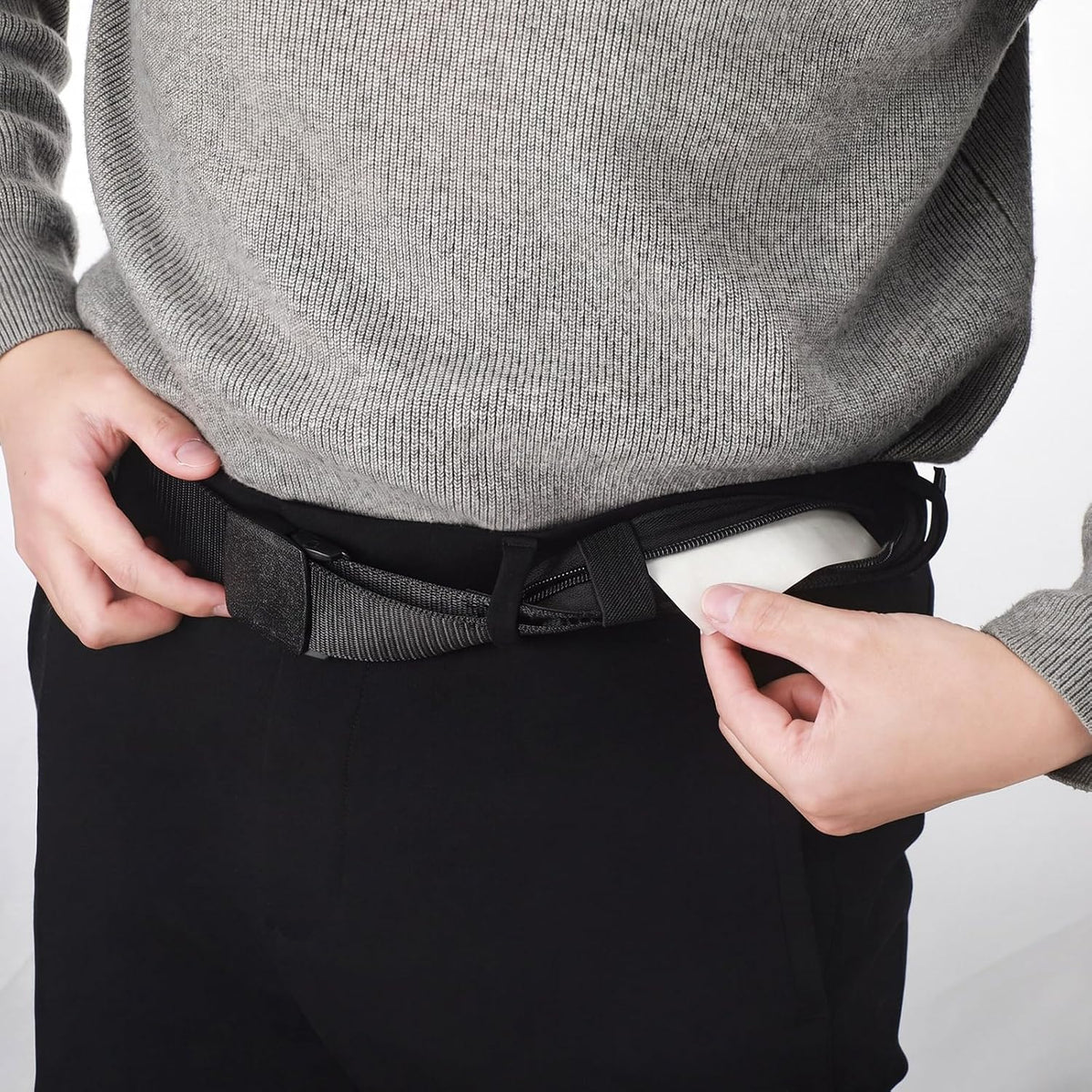 2 Pcs Hidden Money Belt for Travel Hidden Pockets Under Clothes Security Money Wallet Nylon Security Cash Safe Anti Theft Tactical Belt with Pouch