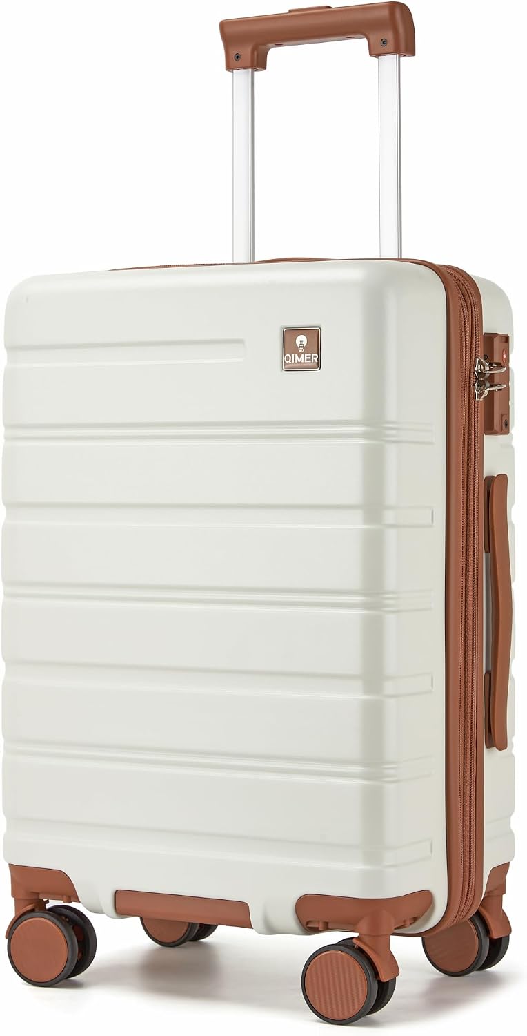 Carry on Luggage, PC Hard Shell Suitcase 22x14x9 Airline Approved TSA Lock YKK Zippered Double Spinner Wheels Lightweight Suitable for Men and Women, 20 Inch Silver