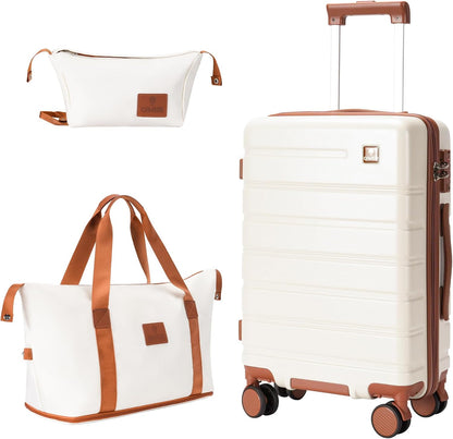Carry on Luggage, PC Hard Shell Suitcase 22x14x9 Airline Approved TSA Lock YKK Zippered Double Spinner Wheels Lightweight Suitable for Men and Women, 20 Inch Silver