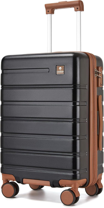 Carry on Luggage, PC Hard Shell Suitcase 22x14x9 Airline Approved TSA Lock YKK Zippered Double Spinner Wheels Lightweight Suitable for Men and Women, 20 Inch Silver