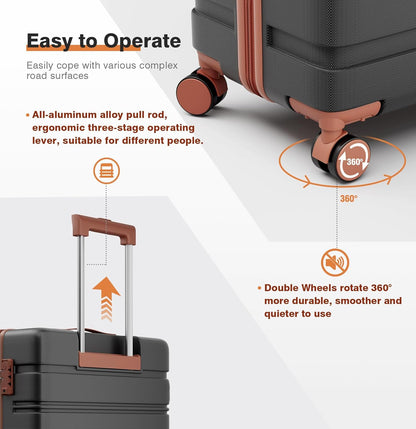 Carry on Luggage, PC Hard Shell Suitcase 22x14x9 Airline Approved TSA Lock YKK Zippered Double Spinner Wheels Lightweight Suitable for Men and Women, 20 Inch Silver