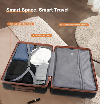 Carry on Luggage, PC Hard Shell Suitcase 22x14x9 Airline Approved TSA Lock YKK Zippered Double Spinner Wheels Lightweight Suitable for Men and Women, 20 Inch Silver