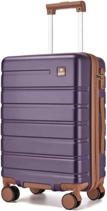Carry on Luggage, PC Hard Shell Suitcase 22x14x9 Airline Approved TSA Lock YKK Zippered Double Spinner Wheels Lightweight Suitable for Men and Women, 20 Inch Silver