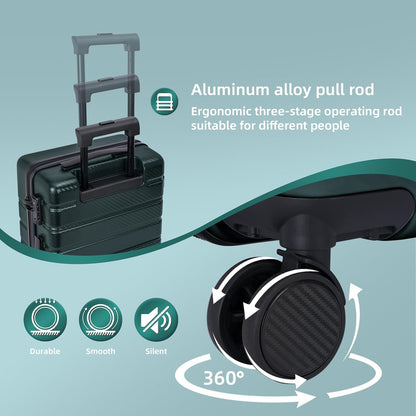Carry on Luggage, PC Hard Shell Suitcase 22x14x9 Airline Approved TSA Lock YKK Zippered Double Spinner Wheels Lightweight Suitable for Men and Women, 20 Inch Silver