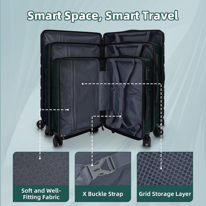 Carry on Luggage, PC Hard Shell Suitcase 22x14x9 Airline Approved TSA Lock YKK Zippered Double Spinner Wheels Lightweight Suitable for Men and Women, 20 Inch Silver
