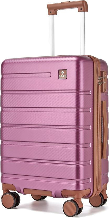 Carry on Luggage, PC Hard Shell Suitcase 22x14x9 Airline Approved TSA Lock YKK Zippered Double Spinner Wheels Lightweight Suitable for Men and Women, 20 Inch Silver