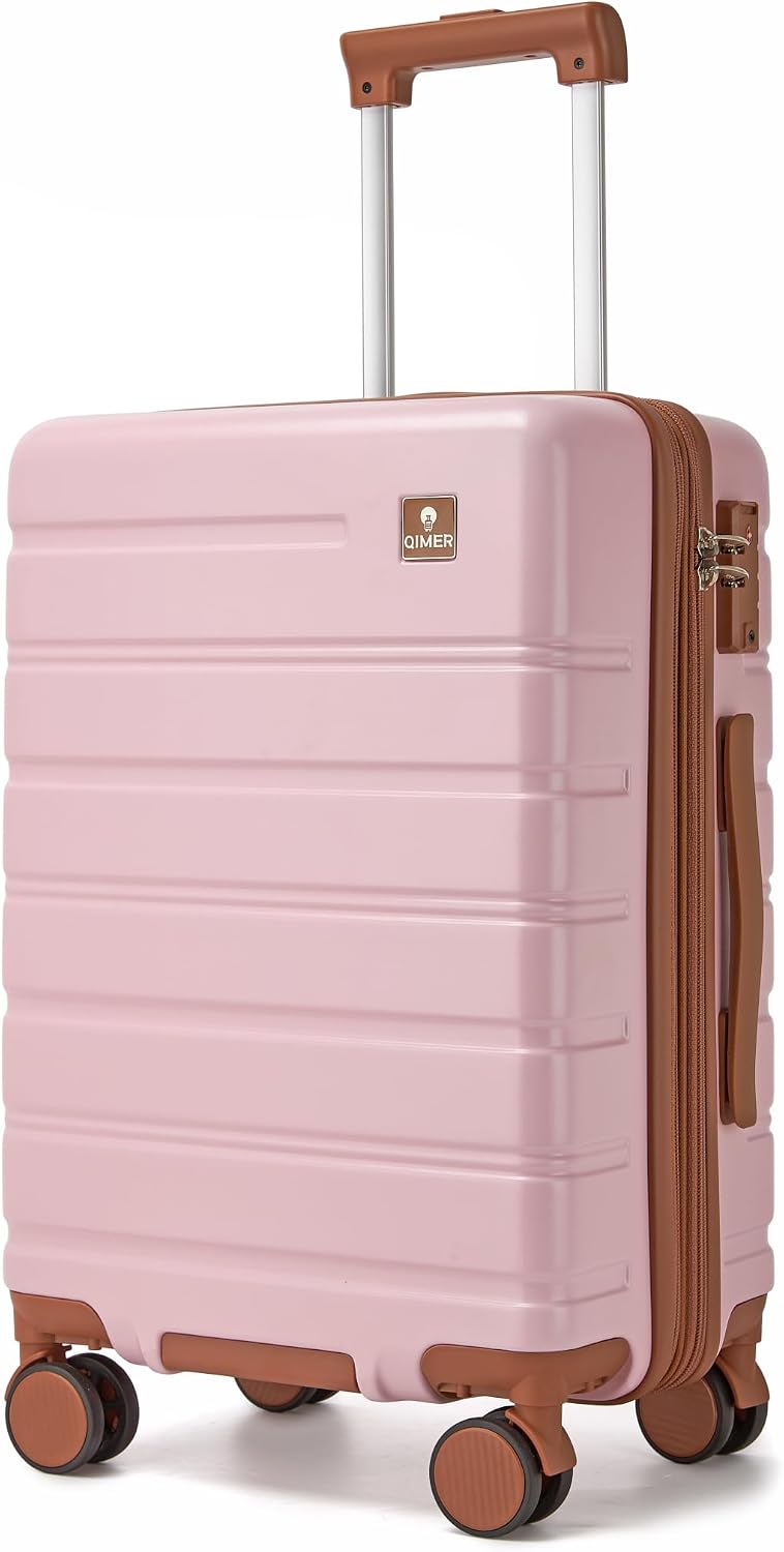 Carry on Luggage, PC Hard Shell Suitcase 22x14x9 Airline Approved TSA Lock YKK Zippered Double Spinner Wheels Lightweight Suitable for Men and Women, 20 Inch Silver