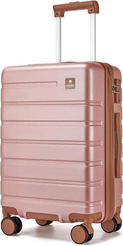 Carry on Luggage, PC Hard Shell Suitcase 22x14x9 Airline Approved TSA Lock YKK Zippered Double Spinner Wheels Lightweight Suitable for Men and Women, 20 Inch Silver