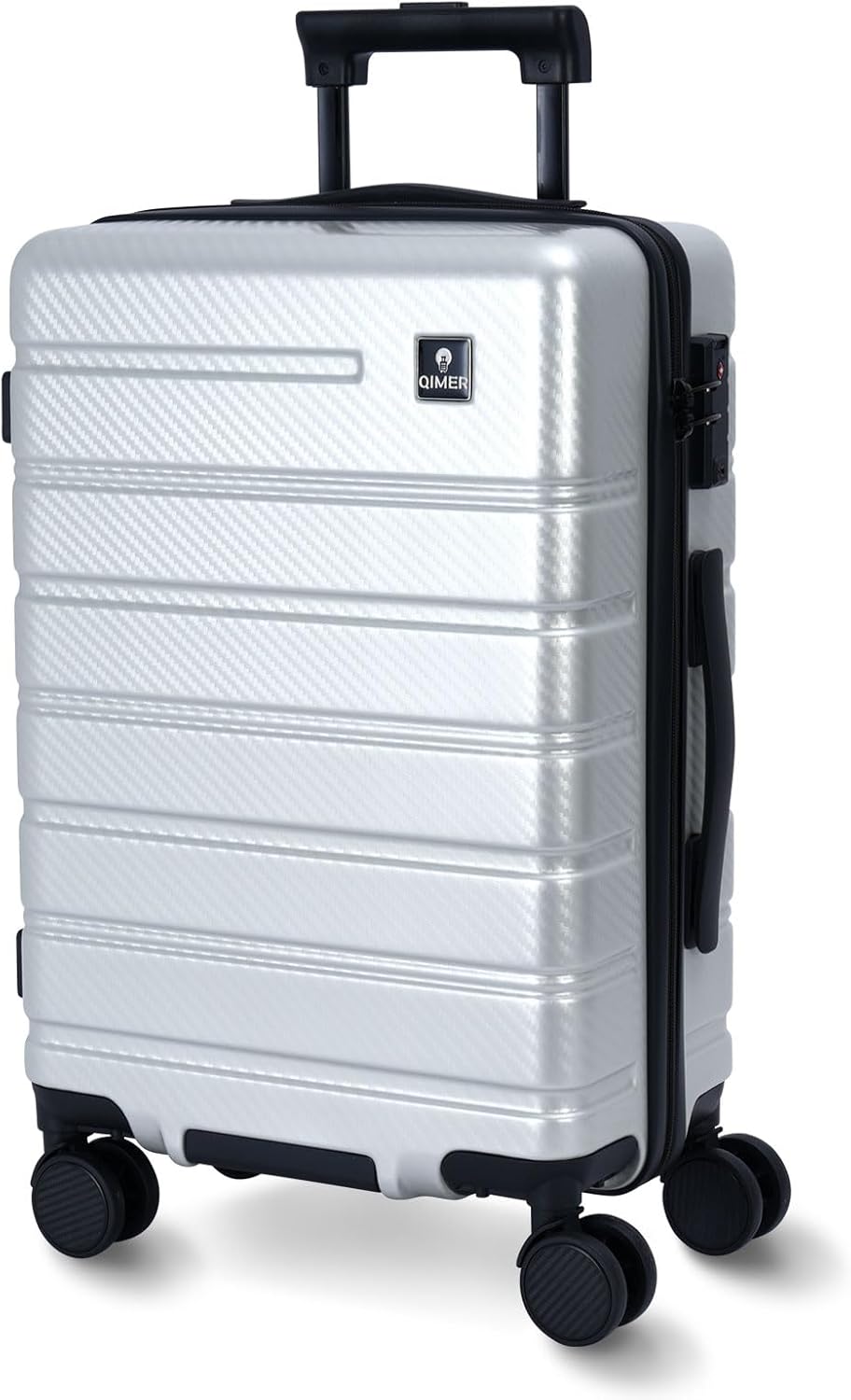 Carry on Luggage, PC Hard Shell Suitcase 22x14x9 Airline Approved TSA Lock YKK Zippered Double Spinner Wheels Lightweight Suitable for Men and Women, 20 Inch Silver