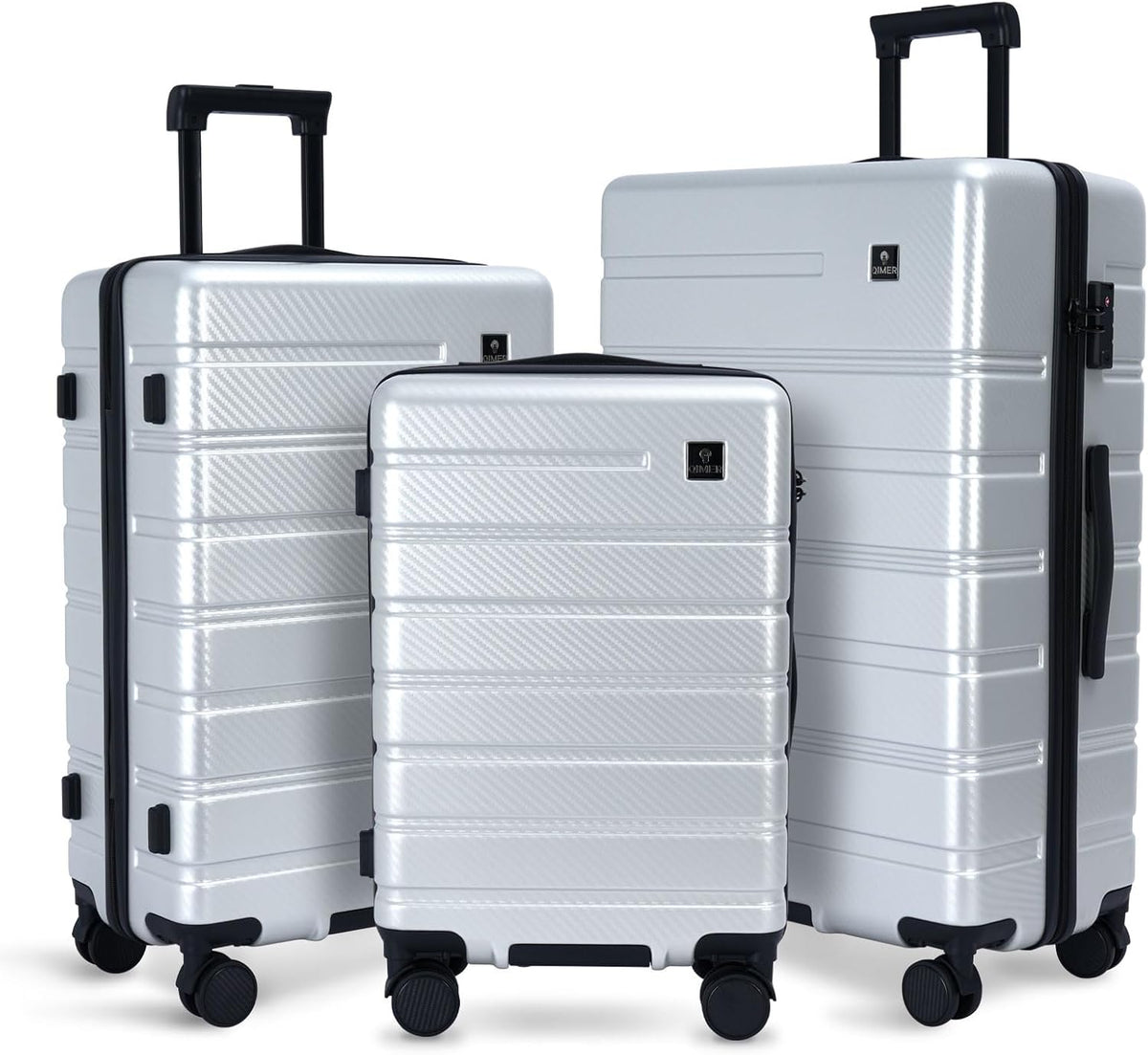Carry on Luggage, PC Hard Shell Suitcase 22x14x9 Airline Approved TSA Lock YKK Zippered Double Spinner Wheels Lightweight Suitable for Men and Women, 20 Inch Silver