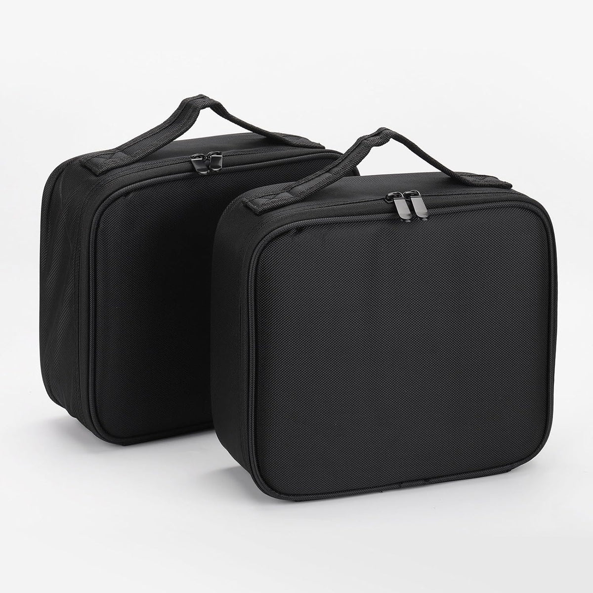 2 Pack Travel Makeup Bag Cosmetic Train Case Organizer Portable Artist Storage Bag with Adjustable Dividers for Cosmetics Makeup Brushes Toiletry Jewelry Black