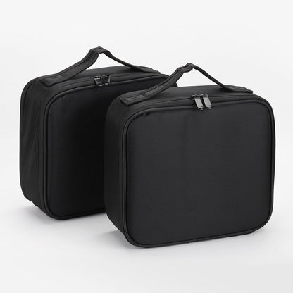 2 Pack Travel Makeup Bag Cosmetic Train Case Organizer Portable Artist Storage Bag with Adjustable Dividers for Cosmetics Makeup Brushes Toiletry Jewelry Black