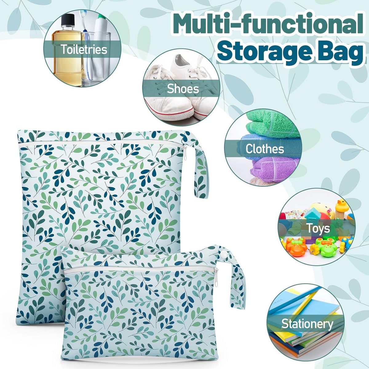 8 Pack Wet Dry Bags Large & Small Waterproof Reusable Travel Zipper Pouches for Baby Diapers Family Wet Clothes Beach Swimsuits Toiletries(4 Sizes,Combination,Multicolor)